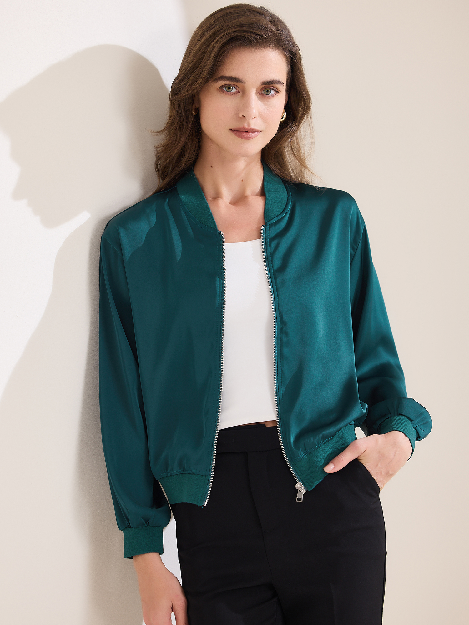DARING DIVA Zip Up Coat Long Sleeve Outerwear  Lightweight Top XS Blue Green