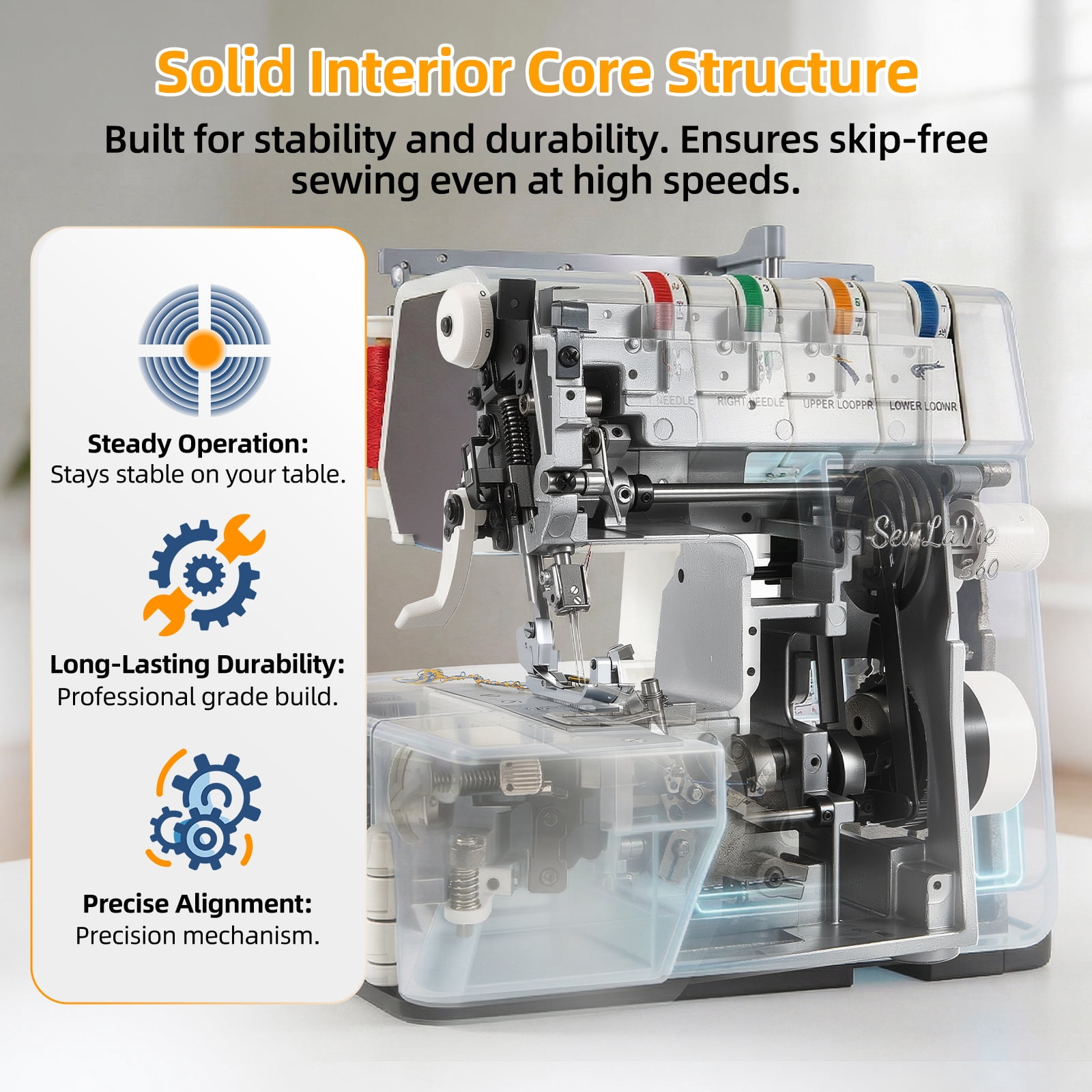 Sewlavie 2/3/4 Thread High-Speed Serger with Differential Feed, 1300 Spm
