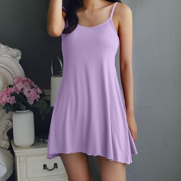 Pijama corto con tirantes para mujer, con almohadilla para el pecho, fino, sin mangas, modal