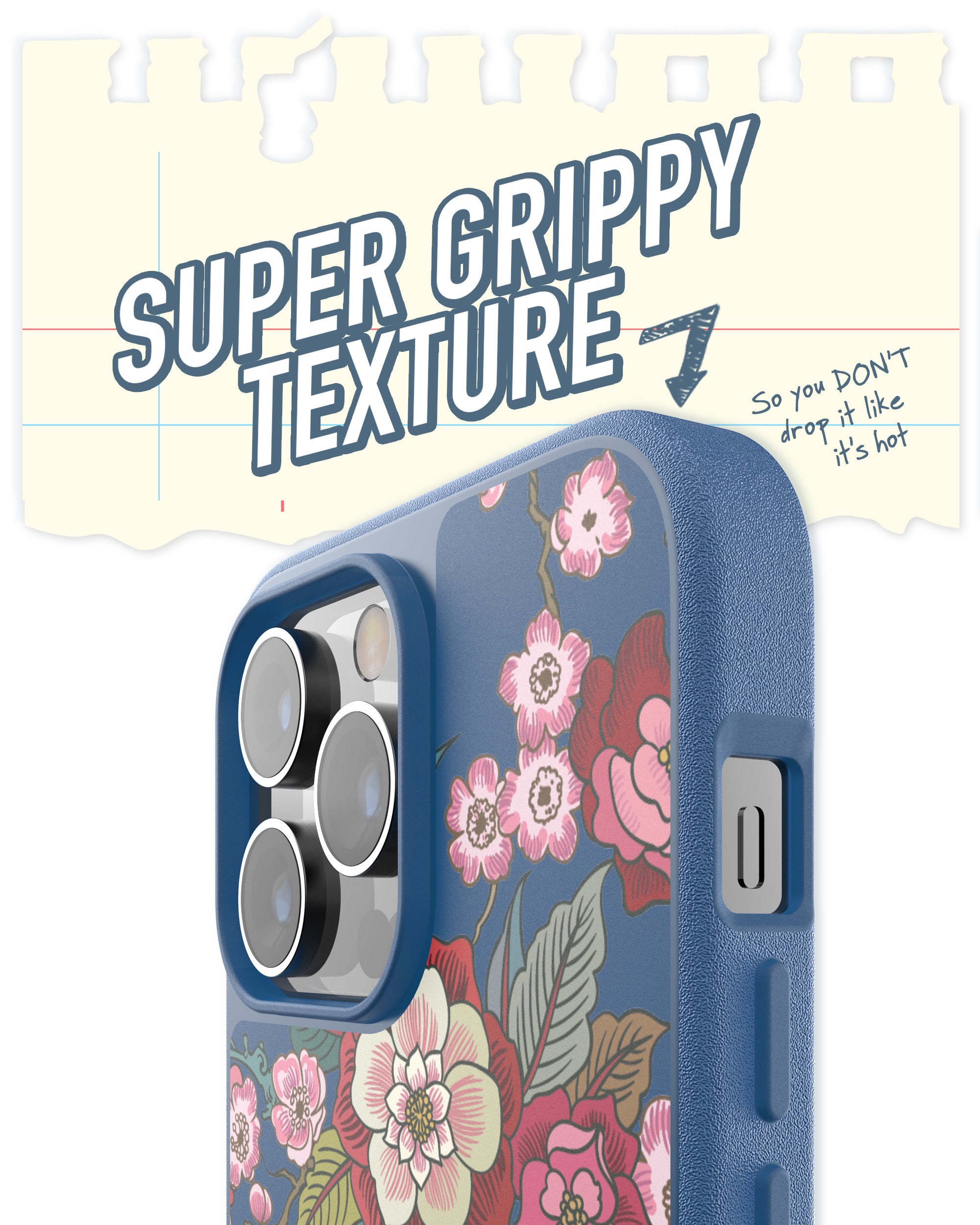 Smartish iPhone 14 Pro Max Slim Case - Gripmunk Compatible with MagSafe [Lightweight + Protective] Thin Grip Cover with Microfiber Lining - Flirty Floral