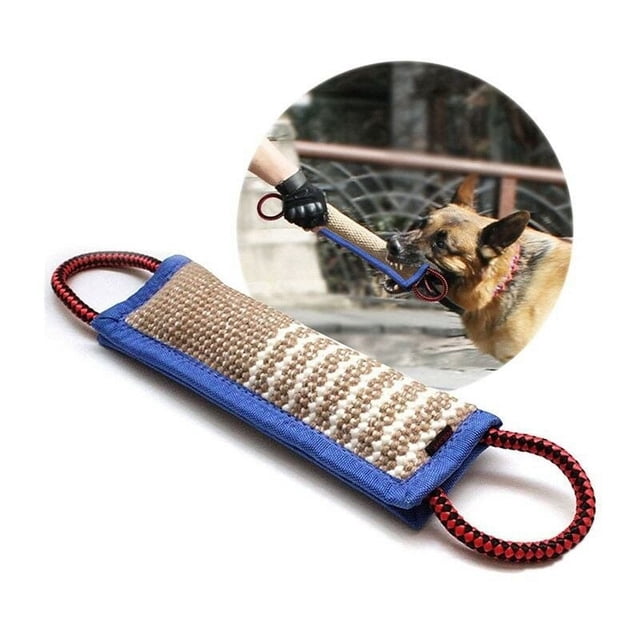Oreillers Portables en Jute pour Chien, Lin Résistant aux Déchirures, Outils d'Entraînement pour Usage Intérieur Extérieur, Rembourrage en Soie Douce, Polyvalent pour Mâcher, Nettoie les Dents, Masse les Gencives (Bleu)