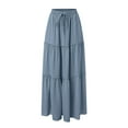 thumbnail image 5 of Clearance! Long Skirts Fall Skirts for Women 2024 Womens Loose Long High Elastic Waist with Pockets and Belt Maxi Skirt Pleated Skirt Beach Skirt Casual Skirt Long Skirts for Women Fall, 5 of 5