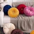 thumbnail image 4 of Velvet 15-Inch Round Throw Pillow for Home Couch Decorative (Yellow), 4 of 7