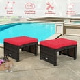thumbnail image 6 of Costway 2PCS Patio Rattan Ottoman Cushioned Seat Foot Rest Furniture Red, 6 of 11