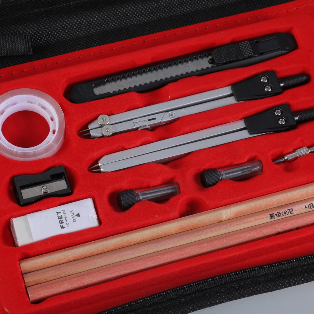 Professional Geometry Set Student Geometry Math Set with Metal Compass, Divider
