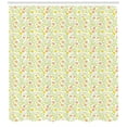 thumbnail image 3 of Abstract Shower Curtain, Nursery Concept of Tiny Twiggy Tulips and Four Petal Flowers, Fabric Bathroom Set with Hooks, 69W X 70L Inches, Yellow Green Salmon and Yellow, by Ambesonne, 3 of 3