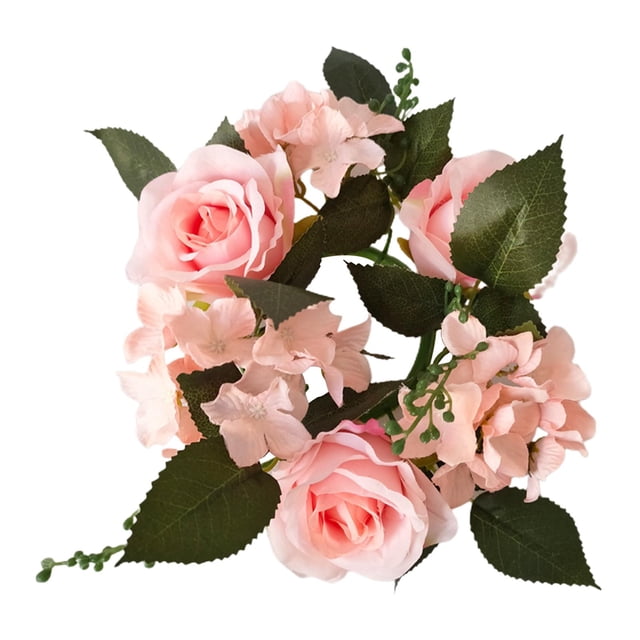 20 Cm Pilar Vela Anillos Guirnalda Guirnalda Centros de Mesa Floral Artificial para La Decoración de La Boda , Rosa claro