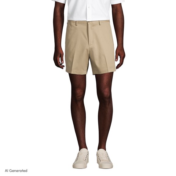 Lands' End Men's No Iron 6" Comfort Waist Plain Front Chino Short