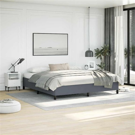 Bowery Hill Contemporary Engineered Wood King Bed Frame in Dark Gray