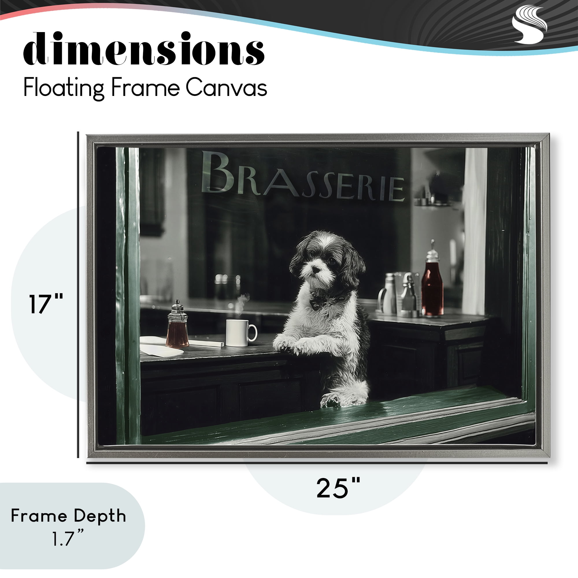 Stupell Industries Brasserie Vintage Dog in Window Gray Framed Floater Canvas Wall Art, design by Annabelle Hall