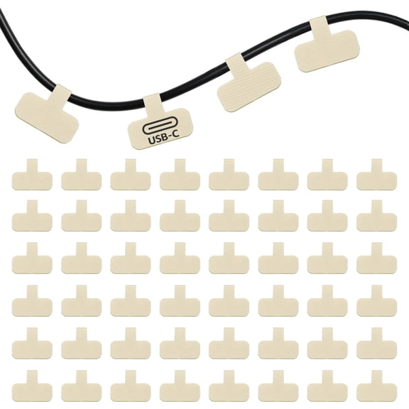 Uxcell 48Pcs Cable Labels Tags, 2.4" Write on Wire Tags Cord Labels Hook Loop Rectangle Cable Ties for Electronics Organize Wire Classify Identification Management, Beige