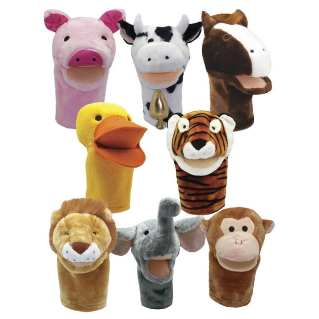 Get Ready Kids 2004188 Moveable Mouth Zoo & Farm Animal Puppets - Set ...
