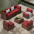 thumbnail image 5 of MRUAKA 7 Pieces Patio Furniture Set, Outdoor Furniture Sectional Rattan Sofa with Slanted Back, Patio Couch with Glass Coffee Table for MRUAKA Backyard Garden Wine, 5 of 7