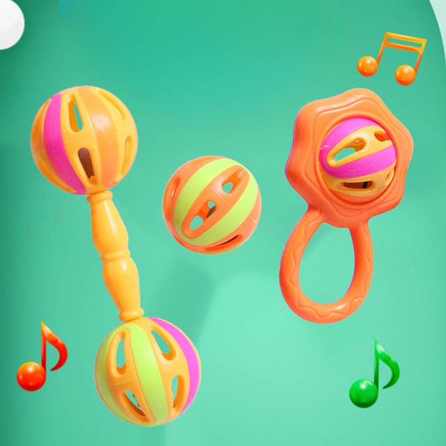 Juguetes de piscina, juguetes para bebés, juguetes para niños pequeños, sonajero de mano, pelota sonajero, educación temprana, agarre y música, sonajero de plástico de dos cabezas, para saltarse la cl