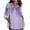 Purple, variant on Raeneomay 3/4 Length Sleeve Womens Tops Ladies Fashion Casual Cropped Printing Cotton Loose Shirt Blouse Tops