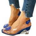 thumbnail image 3 of IUJSOY Womens Sandals Clear Wedges Heels Peep Toe Flower Rhinestone Slingback Sandals Pumps, 3 of 6