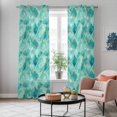 thumbnail image 5 of Teal Geometric Kitchen Curtains 84 Inch Length, Modern Morocco Abstract Art Grommet Top Bedroom Living Room Curtains, Light Filtering Cafe Curtain Drapes 2 Panels Set 84''x84'', 5 of 9