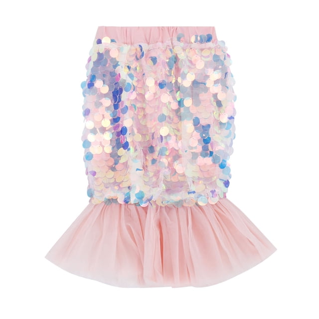 WEAIXIMIUNG Robes de Fête pour Filles 6T Jupe à Sequins avec Jupe Plissée Robe de Fête d'Anniversaire de Mariage pour Enfants Robe de Concours