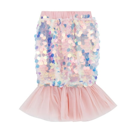 

OJinShaWanO White Toddler Dresses Girl Sequin Skirt With Pleated Tulle Skirt Kids Birthday Wedding Party Dress Pageant Gown Pink Polyester 5-6 Years