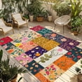 thumbnail image 2 of Outdoor Rug 5x8ft Retro Colorful Flowers Large Area Rug Wildflowers Splice Lattice Indoor Outdoor Carpet Outdoor Rugs Mats for Patio Camping,RV,Front Door, Outside Decor, 2 of 9