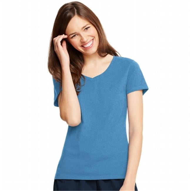 Neon Blue Heather Womens X-Temp V-Neck 