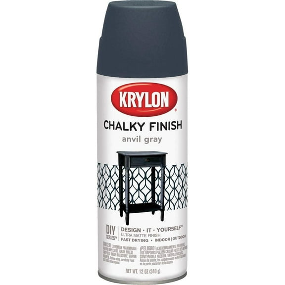 Krylon K04104000 12 Oz Anvil Gray Chalky Finish Spray Paint