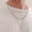 Silver Color, variant on Stacked 2 pices Mens 14K White Gold Necklaces, Geometric Bar Pendant with Box Chain Cuban Chain Rope Chain Necklaces, Classic Collar