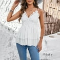 thumbnail image 6 of Mittory Women's Floral Lace Babydoll Tank Top Flowy V Neck Spaghetti Strap Peplum Summer Cami Sleeveless Shirts, 6 of 8