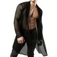 thumbnail image 3 of BSDJILFG Mens Cardigans Cute Mesh Sheer Crochet Fishnet Long Sleeve Loose Fit Shirts Nightwear Sleepwear Christmas Clothes, 3 of 6