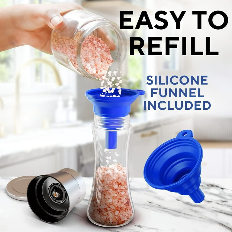  Gorgeous Salt And Pepper Grinder Set - Refillable Stainless  Steel Combo Shakers With Adjustable Coarse Mills - Enjoy Your Favorite  Spices, Fresh Ground Pepper, Himalayan Or Sea Salts: Home & Kitchen