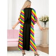 thumbnail image 3 of HAPPY BAY Women's African Beach Maxi Plus Size Caftan Casual Long Slit Dress Loungewear Dashiki Dresses for Women 2X-3X Stripes, Black, 3 of 5