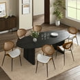 thumbnail image 2 of Rattan Dining Chairs Set of 6 Mid-Century Faux Leather Side Chairs Metal Legs Kitchen Restaurant Beige, 2 of 7