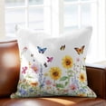 thumbnail image 2 of Country Colorful Throw Pillow Cover Sunflower Daisy Wildflowers Farm Botanical Cotton Linen Cushion Cover Throw Pillow Case with Invisible Zipper for Couch Sofa Bed Chair Car 18x18 Inch, 2 of 14