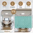 thumbnail image 6 of Blue Green Moroccan Window Privacy Film, Morocco Retro Abstract Quatrefoil Plaid Static Cling UV Sun Blocking Tint Film Heat Control Windows Films for Bedroom Bathroom, Window Stickers 23.6"x59", 6 of 8