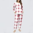 thumbnail image 2 of HUJlwoi Womens Fleece Pajama Sets Fluffy Warm Sherpa Plaid Pj Set Cozy Thermal Loungewear Plush Sleepwear Two Piece Set, 2 of 5