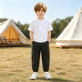 thumbnail image 4 of Cethrio Boys Cargo Pants Size 10-12, Relaxed Fit Elastic Bottom Casual Multi-pocket Summer Joggers Black, 4 of 6