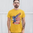 thumbnail image 3 of Tee Hunt Diving Bald Eagle T-Shirt Born to Be Free American Flag 4th of July Men's Tee, Yellow, 4X-Large, 3 of 5