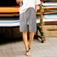 thumbnail image 1 of Puntoco pantalones cortos de verano para mujer, moda 2024, cintura elástica de verano para mujer con cordón, botones sólidos, pantalones casuales de cinco puntos, 1 of 6