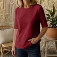 thumbnail image 4 of Women Breathable T-Shirt New Half Sleeve T-Shirt for Women - Summer Crew Neck Loose Basic Tee, Lightweight Comfy Versatile Tops Daily Wear L, 4 of 7