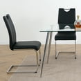 thumbnail image 2 of Black Faux Leather Dining Chairs Set of 2, Modern Upholstered Chairs with Chrome Metal Legs for Kitchen, Dining Room, Living Room, 2 of 15