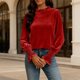 thumbnail image 4 of Karight Velvet Tops for Women Casual Ruffle Neck Shirts Dressy Long Puff Sleeve Business Velvet Tops Retro Tunic Top, 4 of 5