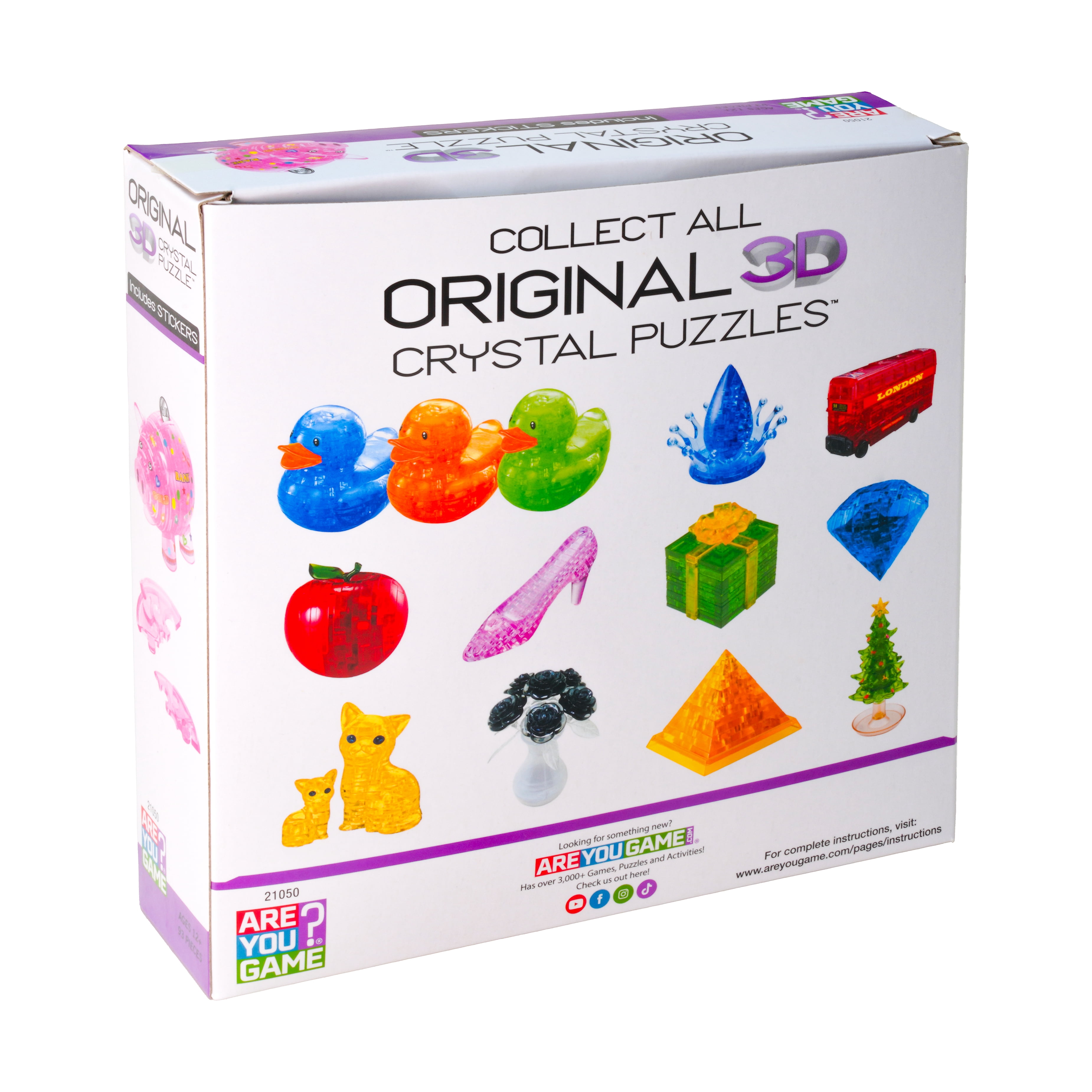 AreYouGame.com 3D Crystal Puzzle - Deluxe Piggy Bank with Stickers (Hot Pink): 93 Pcs