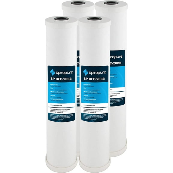 SpiroPure SP-RFC-20BB 20x4.5 25 Micron Coconut Shell Radial Flow Granular Activated Carbon (GAC) Water Filter Cartridge RFC20-BB 155247-43 SDP-4520 (Case of 4)