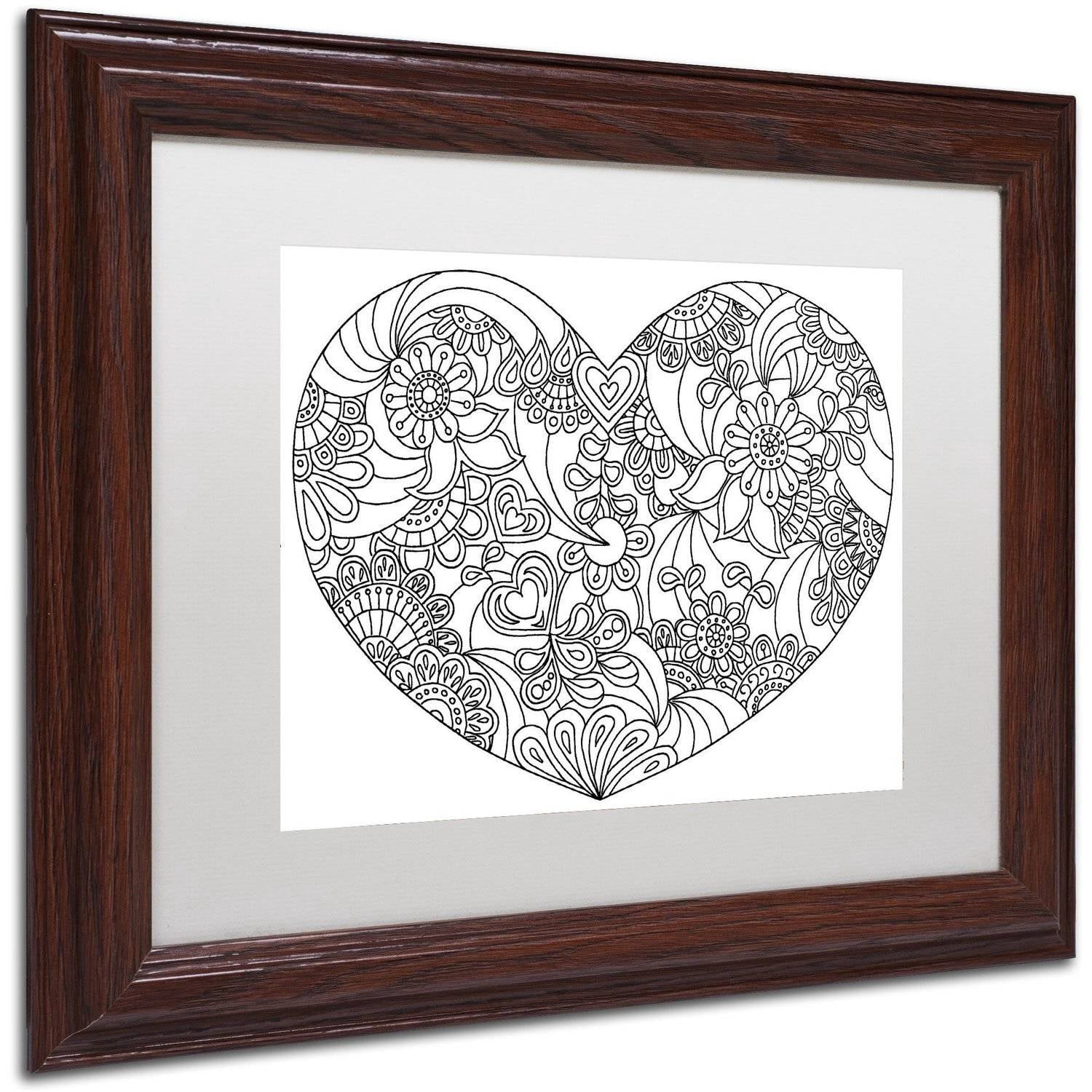 Trademark Fine Art "Mixed Coloring Book 45" Canvas Art by Kathy G. Ahrens, White Matte, Wood Frame