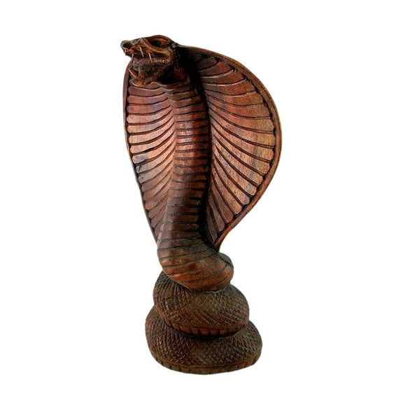 Cobra Statue Wood Snake Statue Handcarved King Cobra Snake- X-LARGE - Collector's Quality, OMA BRAND