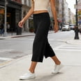 thumbnail image 7 of IYYVV Fold Over Capri Pants for Women Low Rise Wide Leg Yoga Capris Summer Cute Going Out Flowy Gaucho Pants Streetwear Black 3XL, 7 of 7