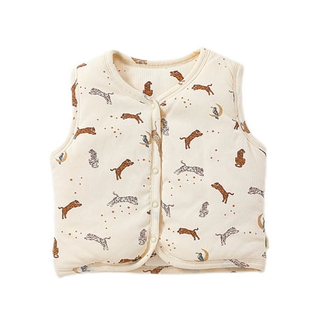 

Paille Girls Jacket Vest V Neck Outwear Floral Print Waistcoat Cute Sleeveless Cardigan Photograph Apricot 100