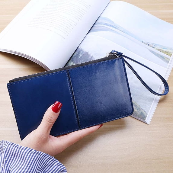 Lady Fashion Multi Card Pockets Money clip Clutch Money Bag Gift Card Case Card Holder Long Wallet Coin Purse BLUE