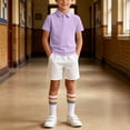thumbnail image 5 of LEKWK Teen Boys Back to School Outfits Short Sleeve Collared Shirts and White Shorts with Socks Kids 3 Piece Playwear Summer Preppy Activewear 3-16Y, 5 of 9