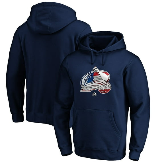 Men's Navy Colorado Avalanche Banner Wave Logo Pullover Hoodie